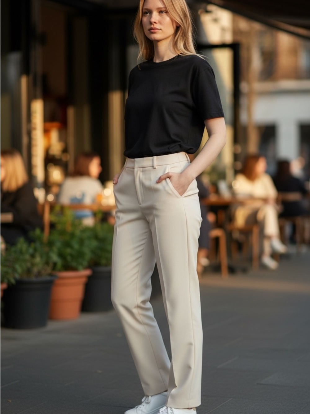 Womens Cream Dress Pants - Classic Tailored Fit